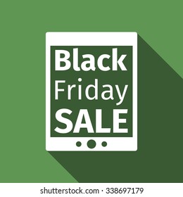 Black friday tablet design element icon with long shadow. Vector illustration