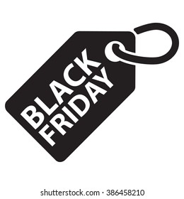 Black friday tag, isolated on white, black color. Vector illustration.