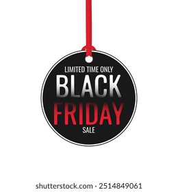 Black friday tag line. Holiday Black friday sale price tag circle banner. Sales holidays tags