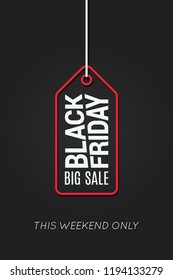 Black Friday Tag Line On Black Background