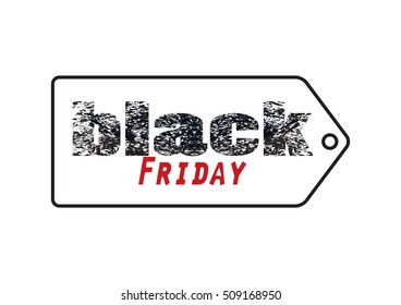 Black Friday tag on a white background