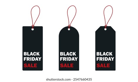 Etiqueta de Black Friday. Viernes Negro Ilustración vectorial de Rebajas. 