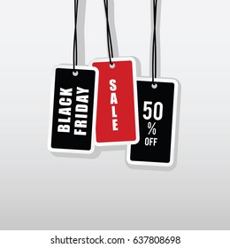 black friday tag set in color art illustration