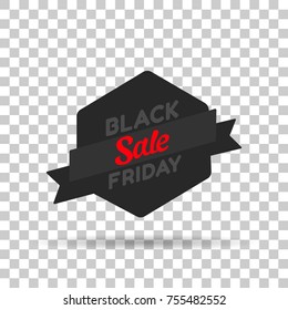 Black Friday tag. This is the concept of the price list for discounts, of an advertising campaign, advertising marketing sales, a discount, a unique offer. Isolated Object. Vector illustration.