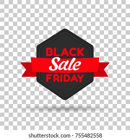 Black Friday tag. This is the concept of the price list for discounts, of an advertising campaign, advertising marketing sales, a discount, a unique offer. Isolated Object. Vector illustration.