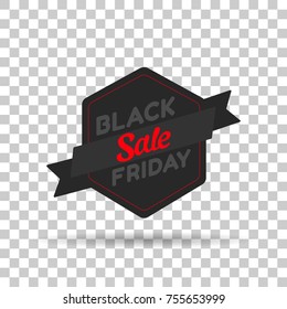 Black Friday tag. This is the concept of the price list for discounts, of an advertising campaign, advertising marketing sales, a discount, a unique offer. Isolated Object. Vector illustration.