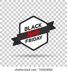 Black Friday tag. This is the concept of the price list for discounts, of an advertising campaign, advertising marketing sales, a discount, a unique offer. Isolated Object. Vector illustration.