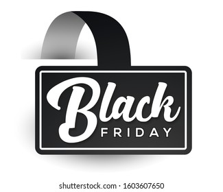 Black friday tags or ribbons. shelftalker inscription sale design template. Black Friday Super Sale. Discount offer presentation. Creative concept for sales season.