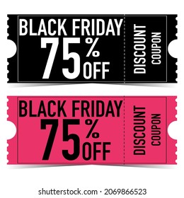 Black Friday tear-off discount coupons: black-white and pink. Detachable sale ticket concept. Wholesale voucher mock up. Promo flyer vector illustration.