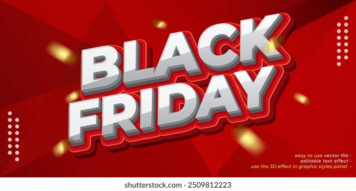 Black friday template with 3D style editable text effect
