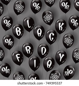 Black friday template with air balloons. Vector illustration.