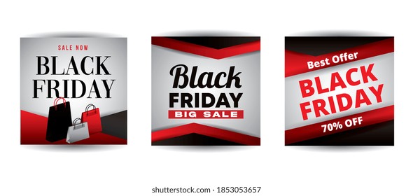 Black Friday template set with bags sale and abstract banners. vector illustration