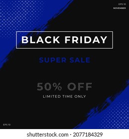 Black friday template theme, for social media posts with blue and black colors. you can use it to promote your business