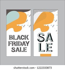 Black friday templates for Instagram Stories. Modern cover design for social media, flyers, card or blog. Vector illustration