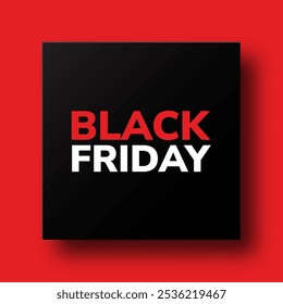 Black Friday Text Banner On Isolated Red background For Black Friday Holiday