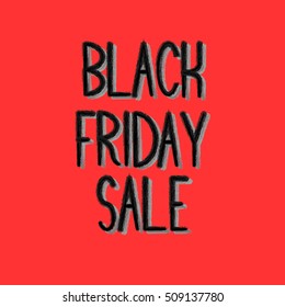 Black Friday Text banner. Vector lettering white chalk on red board. Black friday design, sale, discount, advertising, marketing price tag.