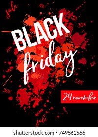 Black friday text and date on the red blot