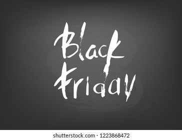 Black Friday text with decoration. Chalk lettering for promotion of sale.