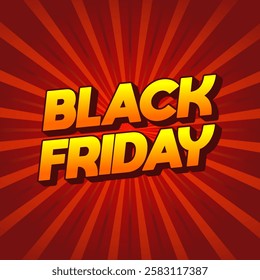 Black friday. Text effect design in full colors with three dimensions style, for social media ads