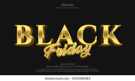 Black Friday text effect, editable text luxury and shiny style theme.