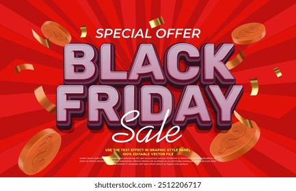 Black friday text effect editable 3d text style