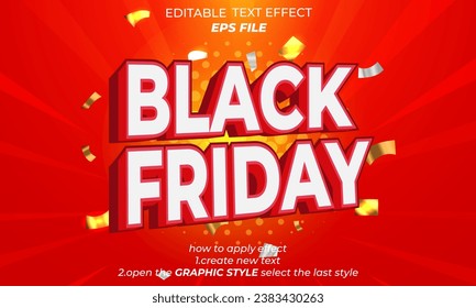 black friday text effect, font editable, typography, 3d text. vector template