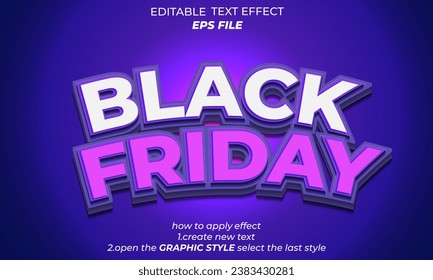 efecto de texto de viernes negro, fuente editable, tipografía, texto 3d. plantilla de vector