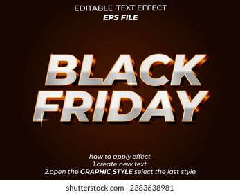 efecto de texto de viernes negro, fuente editable, tipografía, texto 3d. plantilla de vector