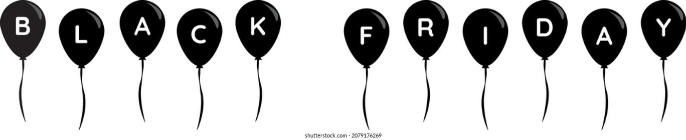 Black Friday text on black balloons.