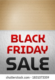 Black friday text on torn cardboard background.