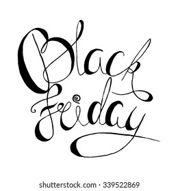 Black friday text on a white background. Hand lettering. Vector illustration