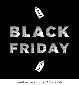 black friday text with paper cut layers effect