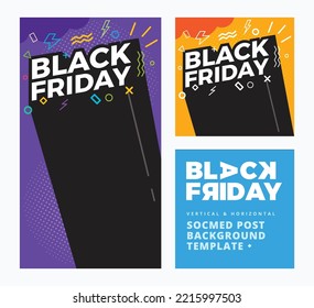 Black Friday Text in Pop-Stil. Vertikales und quadratisches Layout