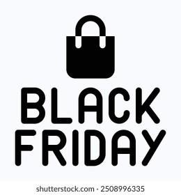 Black Friday Text Vektorsymbol, Black Friday Sale Symbol. Isolierte Silhouette, Vektorsymbol. 