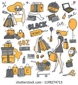 Black friday theme doodle