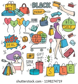 Black friday theme doodle