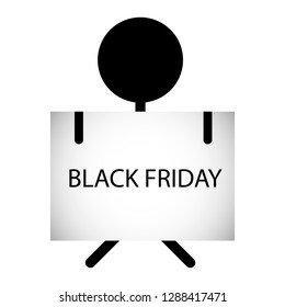 Black Friday theme: black hand holding a card on white background.People