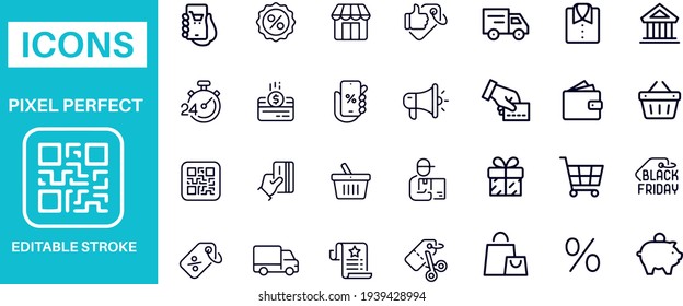 BLACK FRIDAY - thin line vector icon set