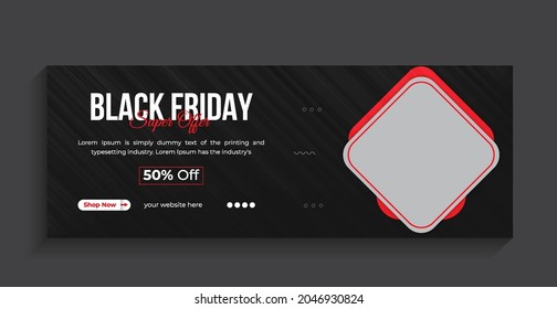 Portada de la cronología del Black Friday venta de banderas de medios sociales y diseño de banderas web