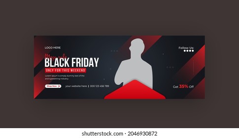 Black Friday timeline cover weekend sale social media banner and web banner design