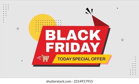 Black Friday Today Special Offer Shop Now for Exclusive Deals Only Today Sale Banner Template with Red White and Black Background for Maximum Impact Don't Miss Out on Unbeatable Discounts