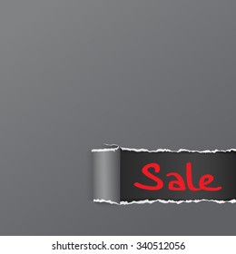 Black Friday Torn Curved Wrapped Paper Sale Red Tag Banner Copy Space Vector Illustration