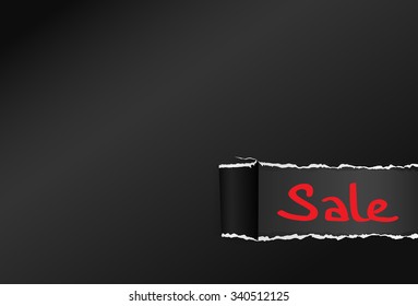 Black Friday Torn Curved Wrapped Paper Sale Red Tag Banner Copy Space Vector Illustration