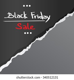 Black Friday Torn Curved Wrapped Paper Sale Red Tag Banner Copy Space Vector Illustration