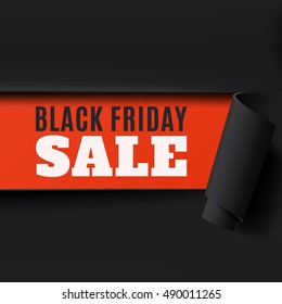 Black Friday torn paper background. Perfect for brochure, poster or flyer. Vector illustration.