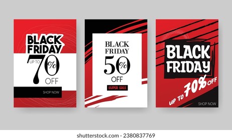 Black Friday trendy banner or poster set. Vector graphics.