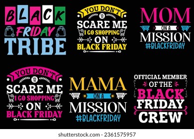 Black friday  t-shirt design bundle, Set of Black friday t-shirt
