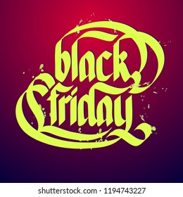 Black friday typographical concept on gradient background flat vector illustration