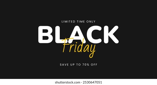 Diseño de Anuncio de tipografía de viernes negro. Texto negro de la venta del viernes aislado en fondo negro. Ilustración vectorial