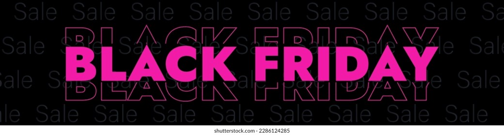 Black Friday typography banner. Black Friday linear typography text illustration isolated on black background. Modern Design template for Black Friday sale.